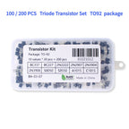 100/200PCS Triode Transistor Set BC337 BC327 2N2222 2N2907 2N3904 2N3906 S8050 S8550 A1015 C1815 TO92 PNP NPN Transistors kit
