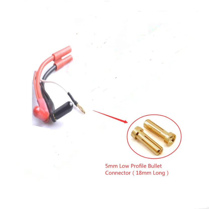 Hardcase Lipo Harness 2S JST XH Balance XT60 Tamiya Deans EC3 EC5HXT TrX Plug to 90 Degree 4.0/5.0mm Bullet Connector with Cover