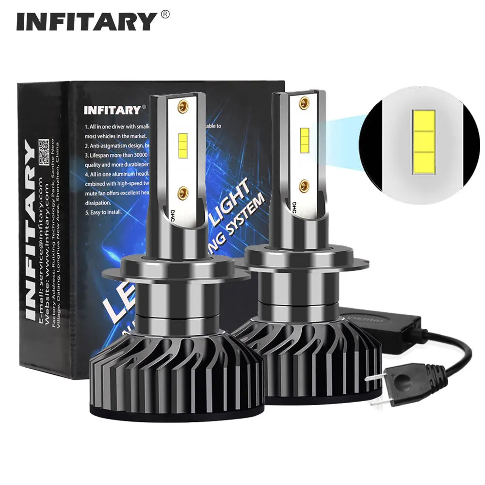 Infitary H7 H4 LED Car Headlight Canbus H11 H1 9005 9006 Headlamp 1860 Chip Vehicle Lamp HB3 HB4 Light 6500K White Bulb for Auto