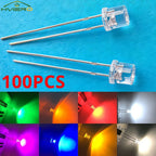 100pcs 5mm Flat Top White Red Yellow Blue Green Emitting Diode LED Wide Angle Ultra Bright Bulbs F5 5mm Light Lamp Diodes