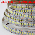 1/2/3/4/5m/lot 10mm PCB 2835 SMD 1200 LED Strip Tape DC12V 24V IP20 Non Waterproof Flexible Light 240 Leds/m, White Warm White