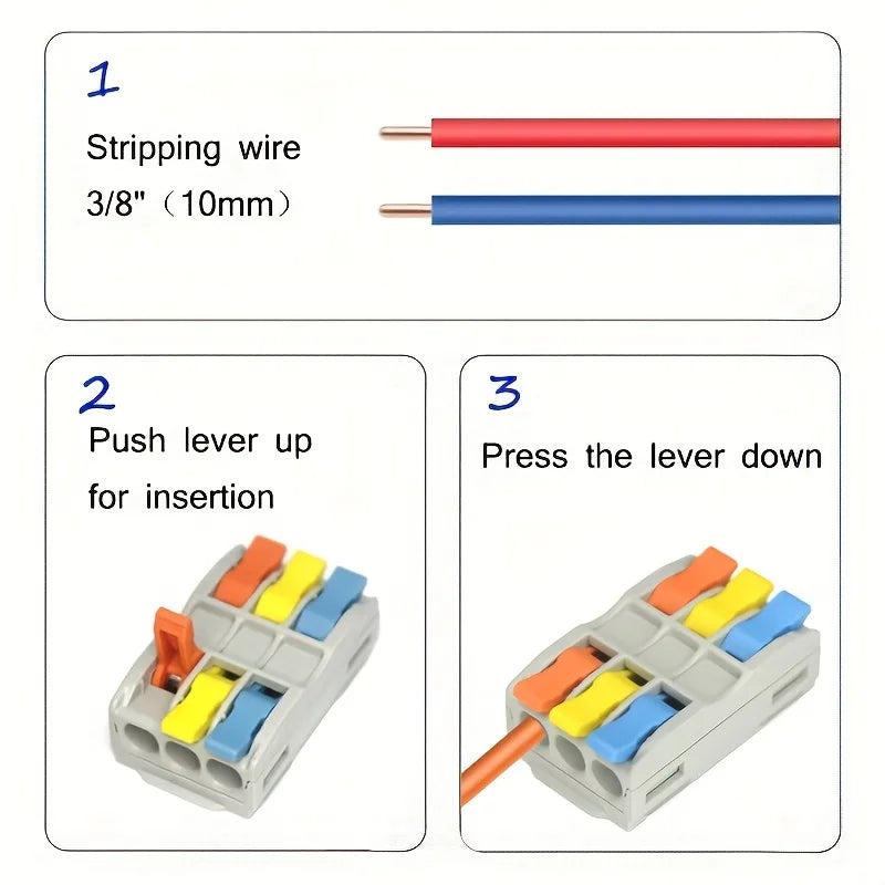 10/30/50pcs Wire Connector Spliceable Hard Wire Direct Insertion Multi Input And Multi Output Fast Wiring Terminal Block
