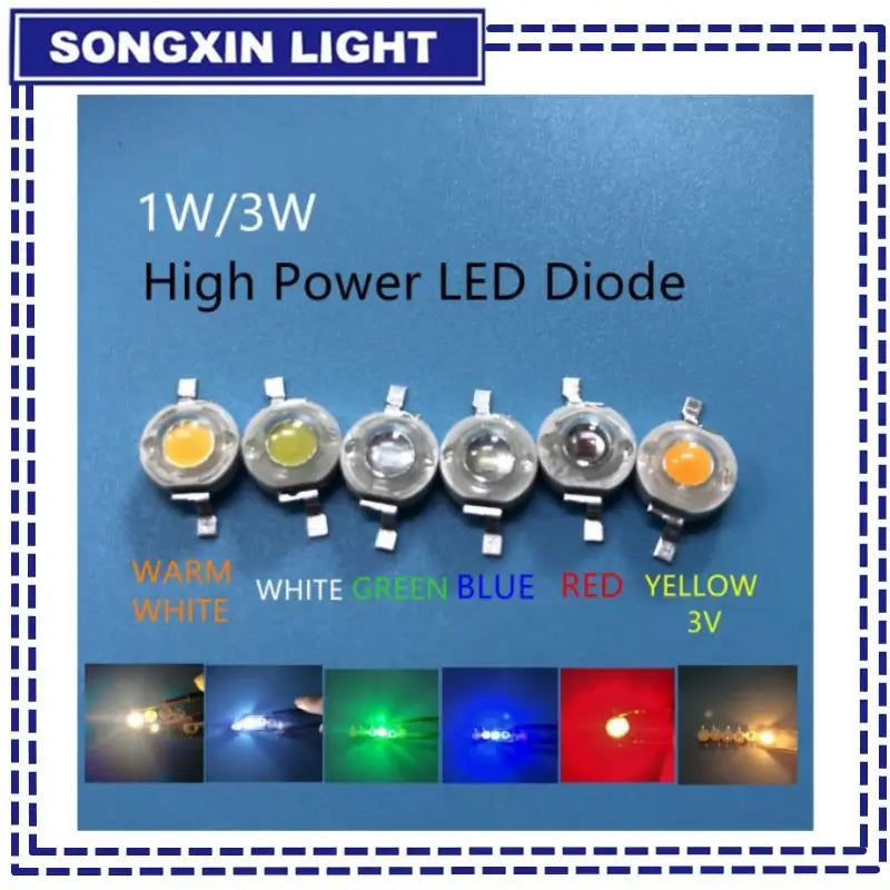 10pcs 3W High Power LED Chip Lamp Bulb 110-120LM Bead Line Emitter Diode White Red Green Blue Yellow DIY Led Light Decoration