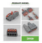 1 in 2/3/4/5 out Quick Splicing Mini Compact Connector Orange/Yellow/Blue Lever Push-in Terminal Block For Electrical Connection
