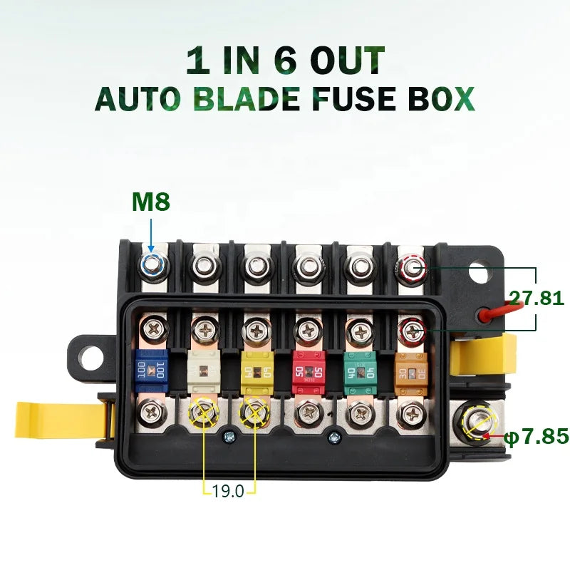Blue Sea ATO ATC Automotive Blade Fuse Box Boat Marine 1 in 6 Out Auto Blade Fuse Box