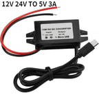 12V to 5V 3A DC-DC Step Down Module Power Converter Wire/Dual Ear USB Type C/Adapter USB-A Female/dual USB/ Connector Waterproof