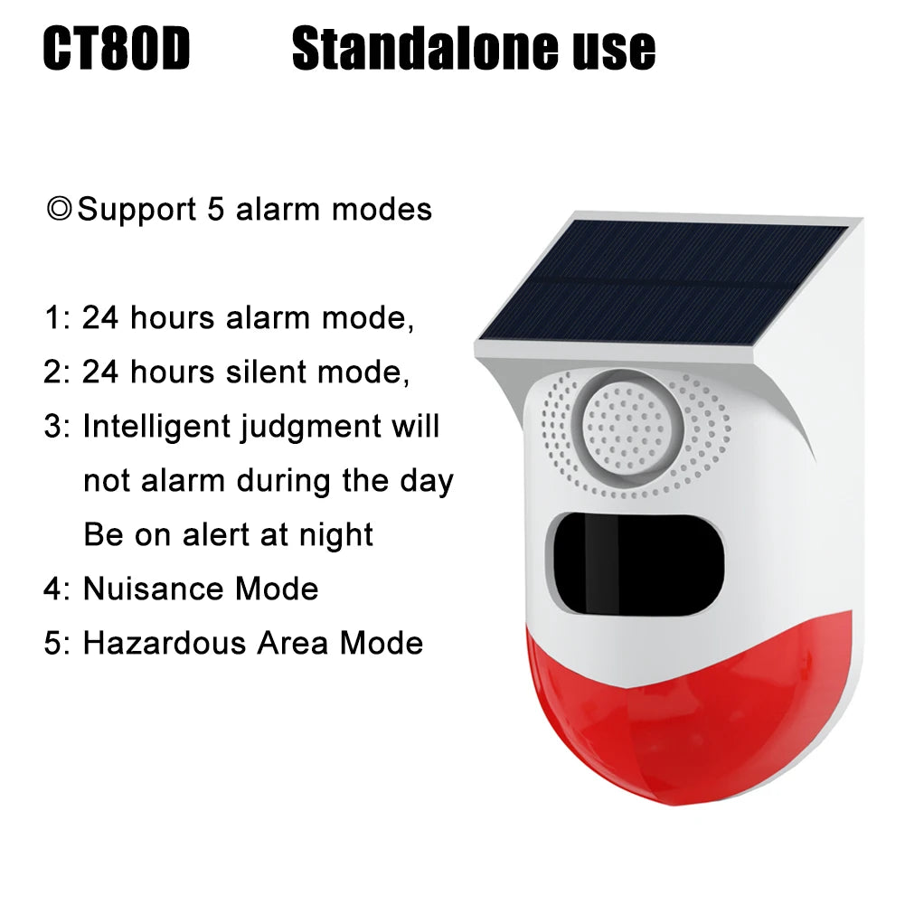 Outdoor Solar PIR Infrared Alarm Smart WiFi Siren Waterproof Wireless 433MHz Burglar Strobe Sensor Multiple Versions Available