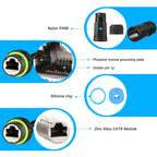 1PC RJ45 8p8c Waterproof Connector, RJ45 Male to Female, Panel Mount Type, Zinc Alloy Body+PA66 Plastic+Copper Contact 250mm