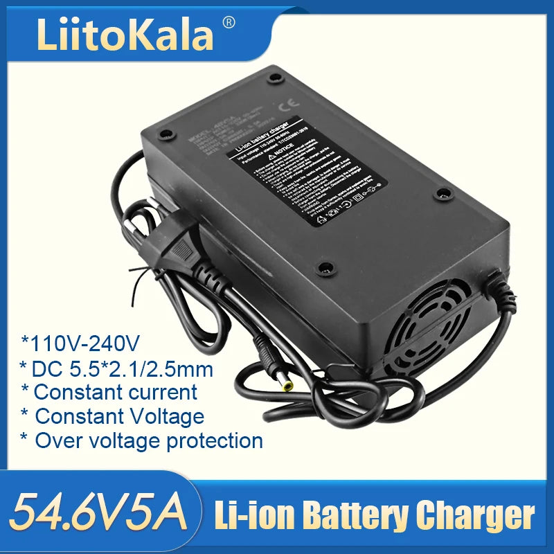 LiitoKala 12V 24V 36V 48V 2A/5A 3S 6S 7S 10S 13S 18650 Lithium Battery Charger 12.6V 29.4V 42V 54.6V DC 5.5*2.1mm