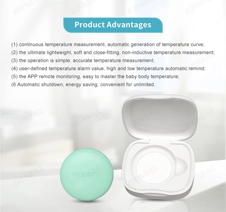 Wireless Bluetooth Digital Thermometer – Medical-Grade Accuracy, 24/7 Continuous Monitoring with App Alerts, Skin-Friendly Wearable Patch for Babies, Elderly & Postoperative Care