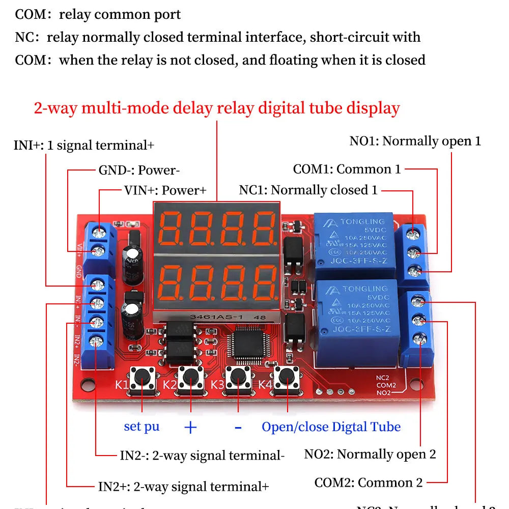 DC 5V 12V 24V 10A Adjustable Time Delay Relay Module LED Digital Timming Relay Timer Delay Trigger Switch Timer Control Switch