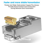 Hoolnx RJ45 Connector CAT6A CAT6 Pass Through Modular PLugs STP Shielded 50U Gold Plated Ethernet End Network Plug For Lan Cable