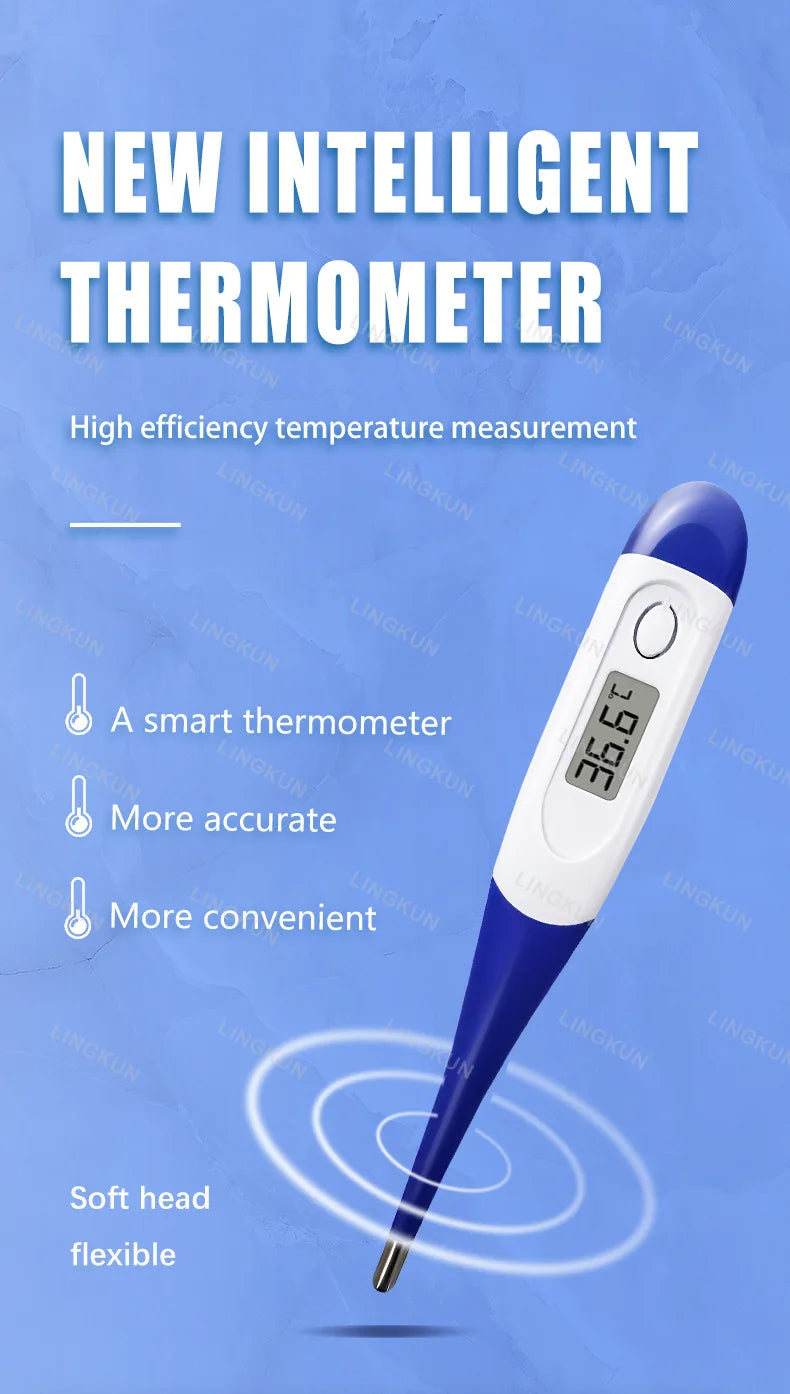 Thermometer for Adults, Soft Head Digital Oral Thermometer for Fever, Basal Thermometer with 15 Seconds Fast Reading