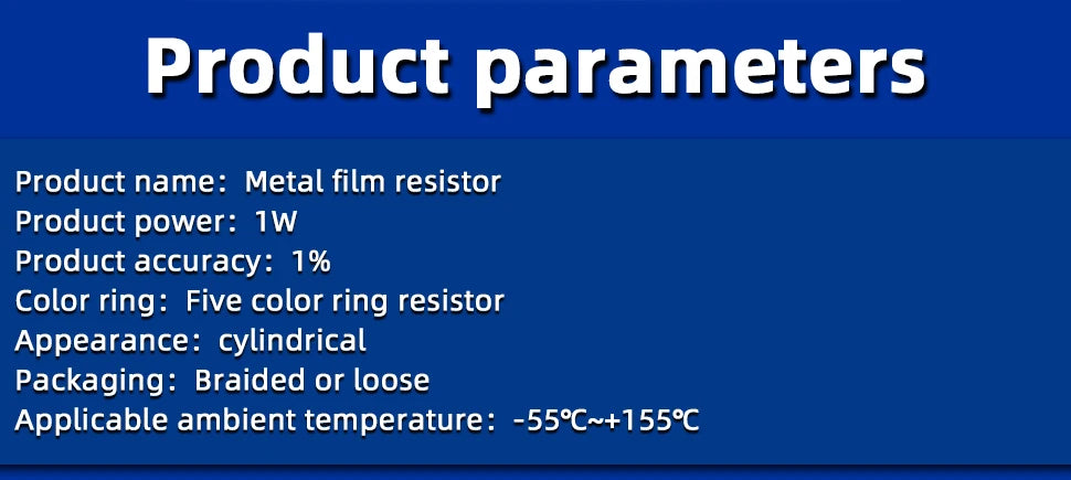 20PCS 1W 1% Metal Film Resistor 0.24Ω~2.2MΩ 1 10 47 100 200 220 300 470 910 1k 4.7k 10k 20k 47k 100k 220K 330K 470K 910k 1M ohm