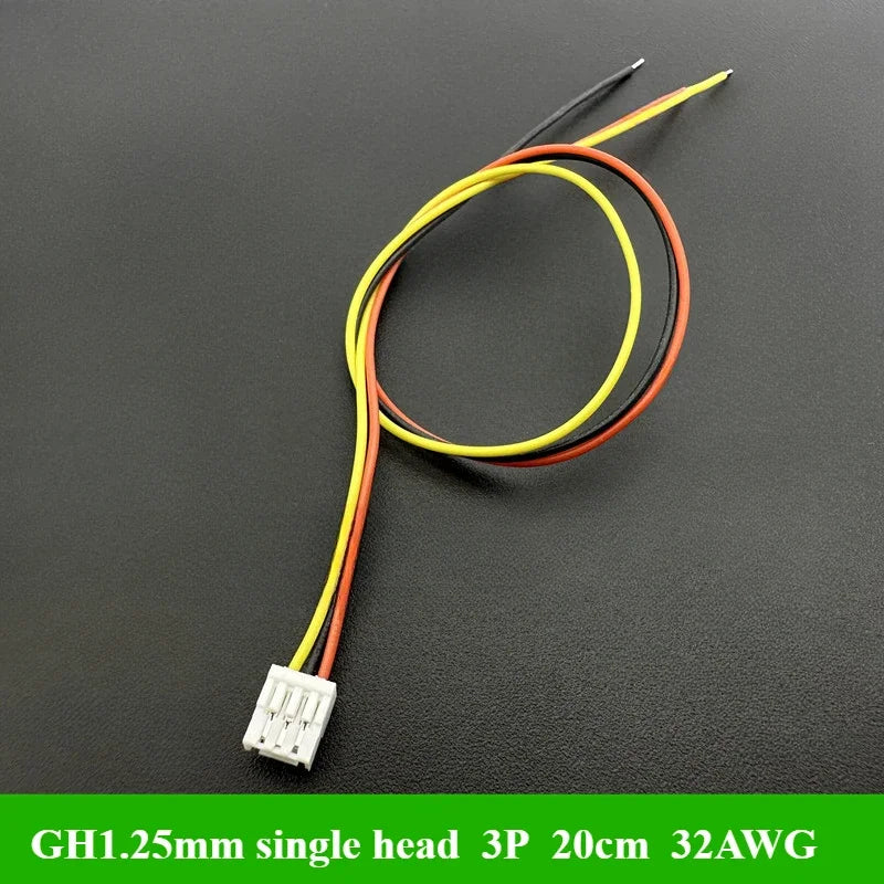 Micro JST GH 1.25 2P 3P 4P 5P 6P Male Female Connector With Wire 20cm Cable GH1.25 Single Double Connector 32AWG silicone wire