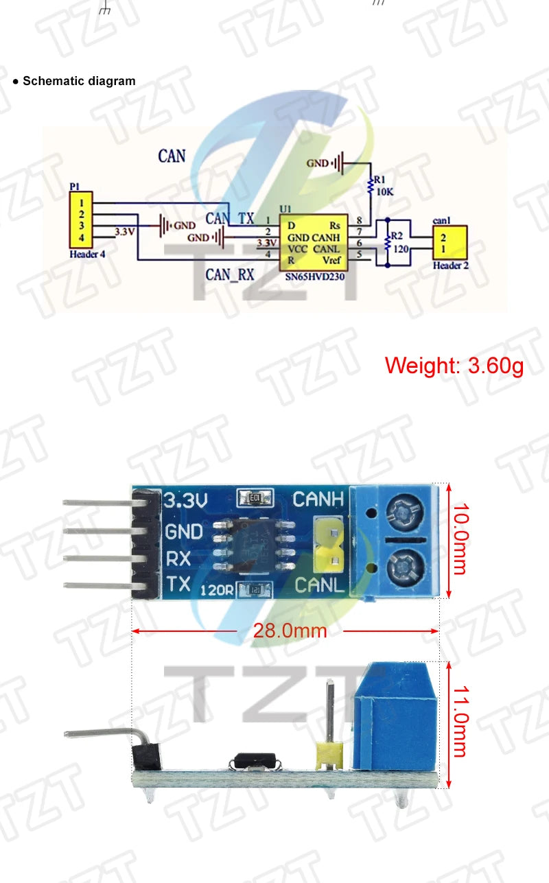 SN65HVD230 VP230 CAN Bus Transceiver Module 3.3V High-Speed for Arduino Development Board Evaluation Kit Industrial CAN Bus