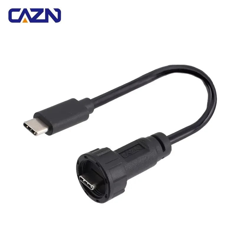 CAZN Waterproof USB C Type-C Cable Male to Male Overmolded Threaded-type Bayonet-type 5.0G 10.0G