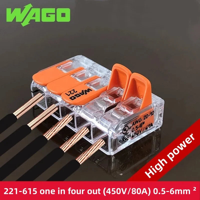 5/10pcs Original Wago 221-412 221-413 221-415 221-612 613 615 221-2411 2401 Wiring Terminal Quick Holes Push-in Lever Connector