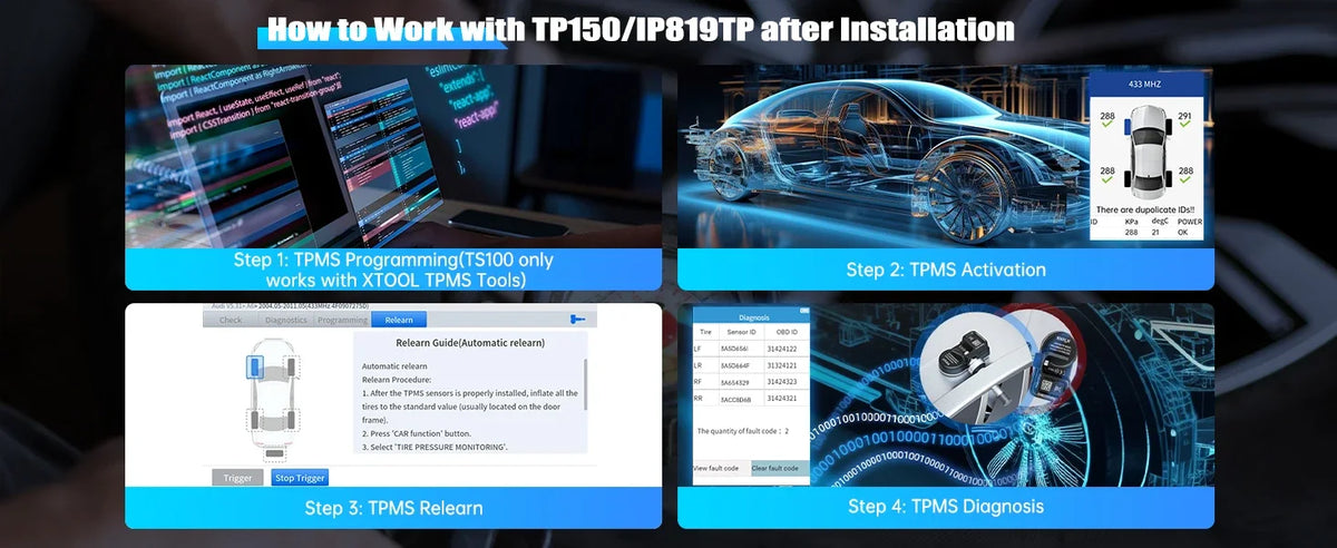 XTOOL TS100 PRO Sensor TPMS Sensor Tire Repair Tools TPMS Pressure Monitor Tester Automotive Tire Pressure Programming Sensors