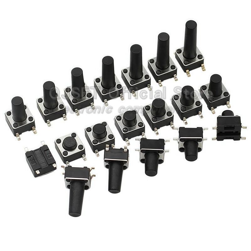 20pcs SMD Tactile Switch 6*6*4.3mm 6x6x5/6/7/8/9/10/11/12/13/14mm 6X6 4-Pin SMT Induction Oven Touch Tactile Button Micro Switch