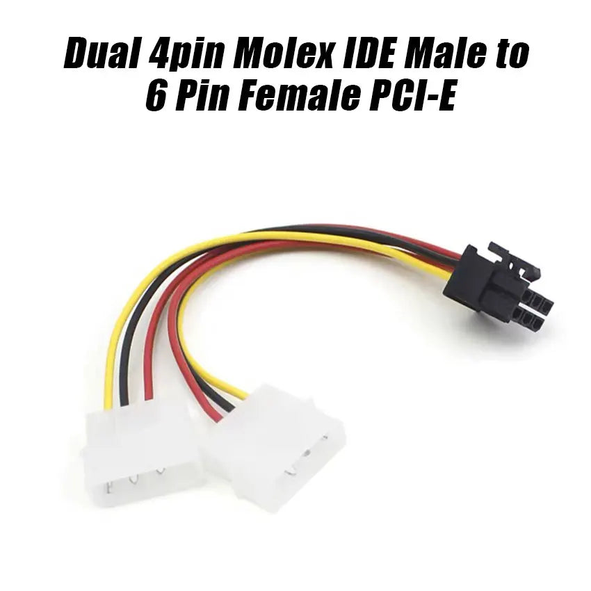 2/4PC 2X 4 Pin Molex to 6 Pin PCI Express PCIE Video Card Power Adapter Cable