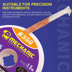 MECHANIC R350 Low Residue Solder Wick 1.0/1.5/2.0/2.5/3.0/3.5/4.0mm Pure Copper Tin Absorption Braid Electronics Repair Cleaning