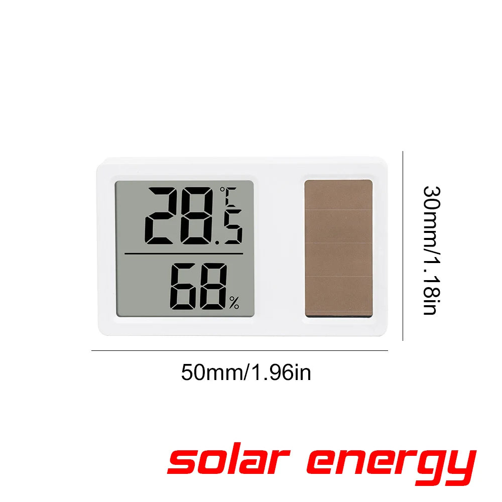 Solar Power Temperature and Humidity Meter Mini Portable Humidity Digital Electronic Temperature Detection Meter for Bedroom