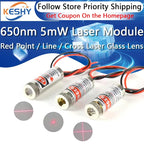 650nm 5mW Red Point / Line / Cross Laser Module Head Glass Lens Focusable Focus Adjustable Laser Diode Head Industrial Class