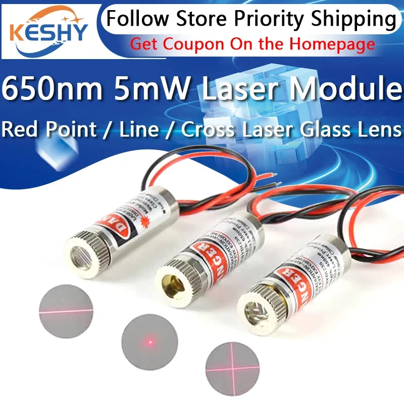 650nm 5mW Red Point / Line / Cross Laser Module Head Glass Lens Focusable Focus Adjustable Laser Diode Head Industrial Class