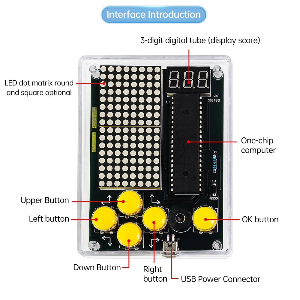 Pixel Gamer DIY Kit Pocket Gamer 51 Microcontroller Electronic Circuit Teaching Experiment Soldering Practice Module