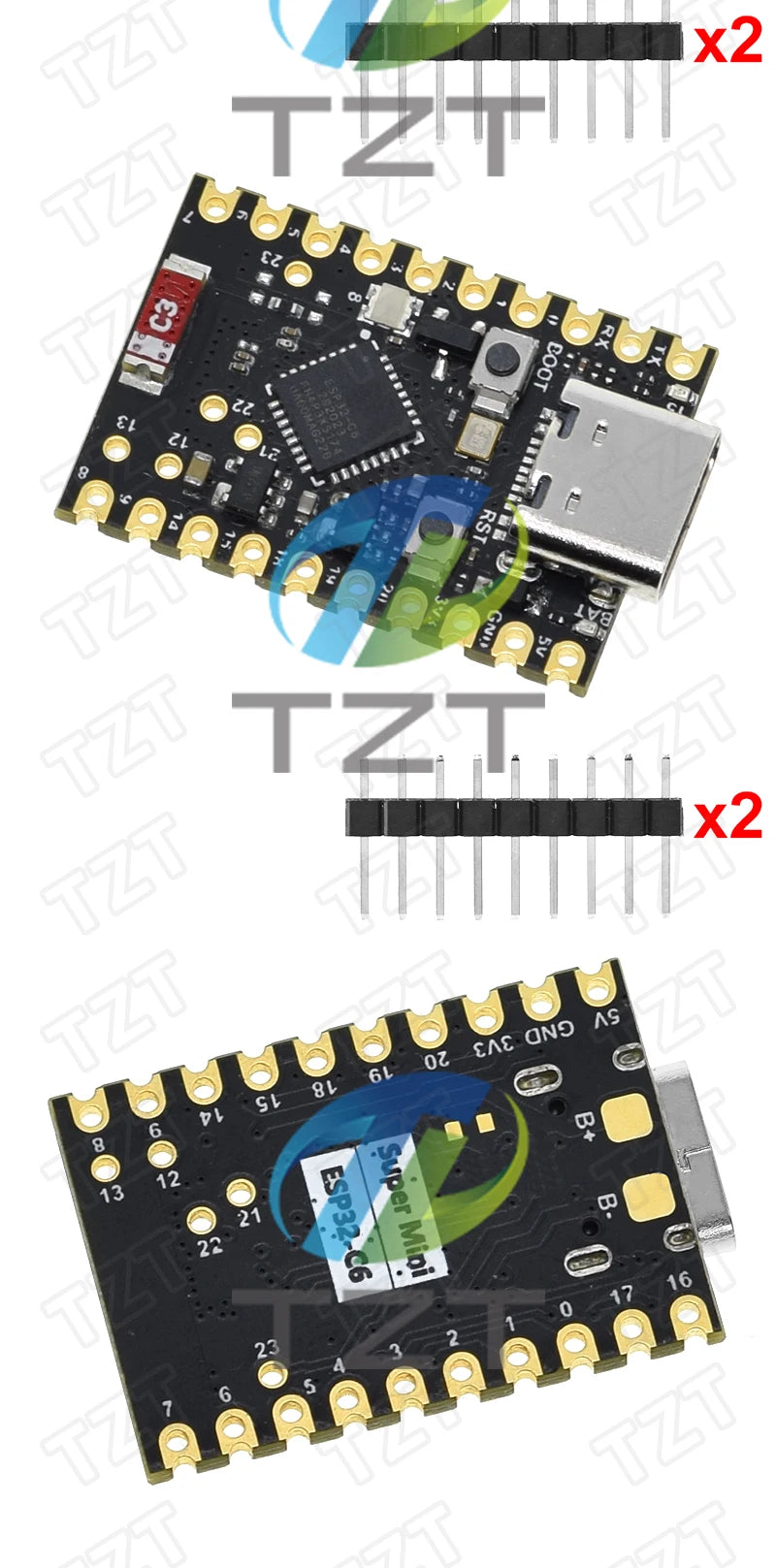 TZT SuperMini ESP32-C6 WiFi+Bluetooth ESP32 Development Board Microcontroller Programming Learning Controller Core Module
