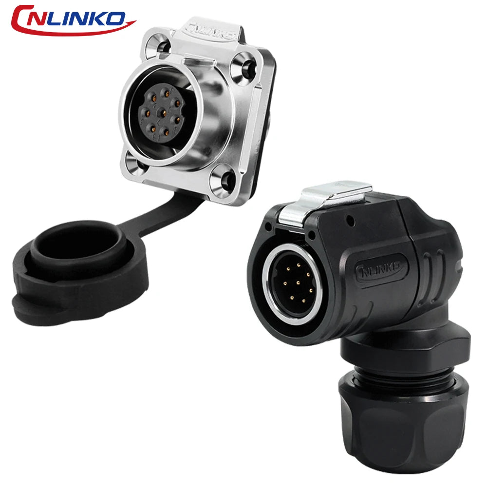 LP-16 2 Pin Right Angle Industrial Connector IP68 Waterproof Male Plug Female Socket Set Aviation Connector for LED Solar Use