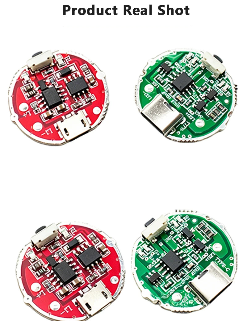 Micro USB & Type-C Dual Interface Side Press Flashlight Driver Board 3-Speed Dimming Constant Current Circuit Board