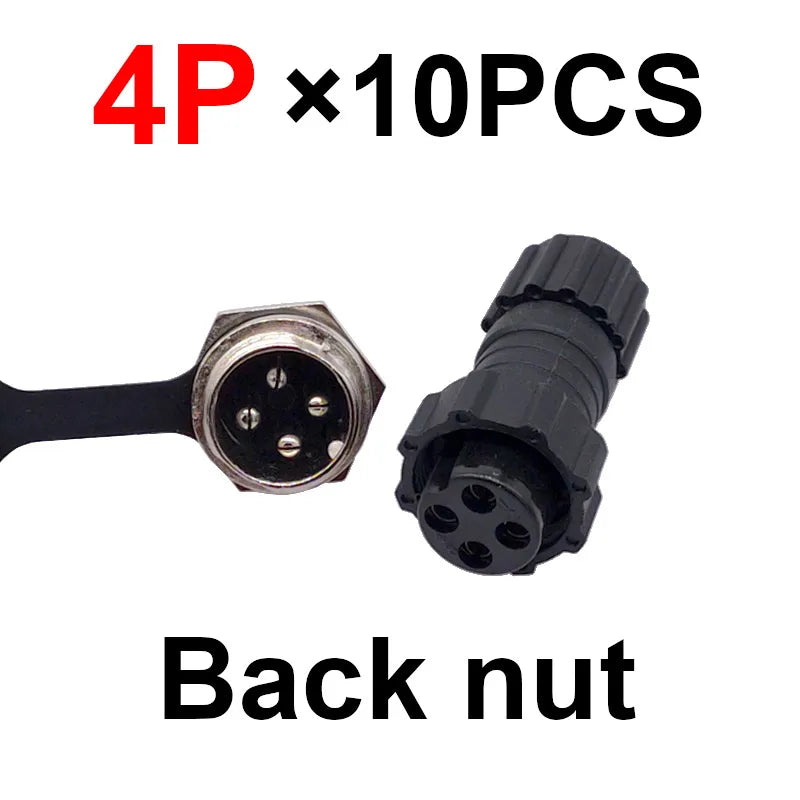 10Pcs  Connector GX16 M16 Waterproof Docking Back Nut Male&Female Plug&Socket 2pin3pin4pin5pin6pin7pin8pin9pin10pin