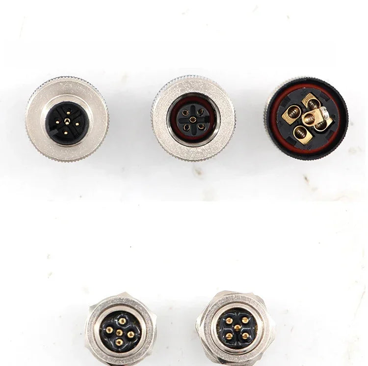 M12 male and female socket  4 5  8  pins weld IP67/68 Install front/rear panel waterproof circular connectors