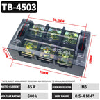 1Pcs TB4503 45A 600V Dual Row Barrier Screw Terminal Block Strip Wire Connector Insulated DIY Electrical Fix Fence High Quality