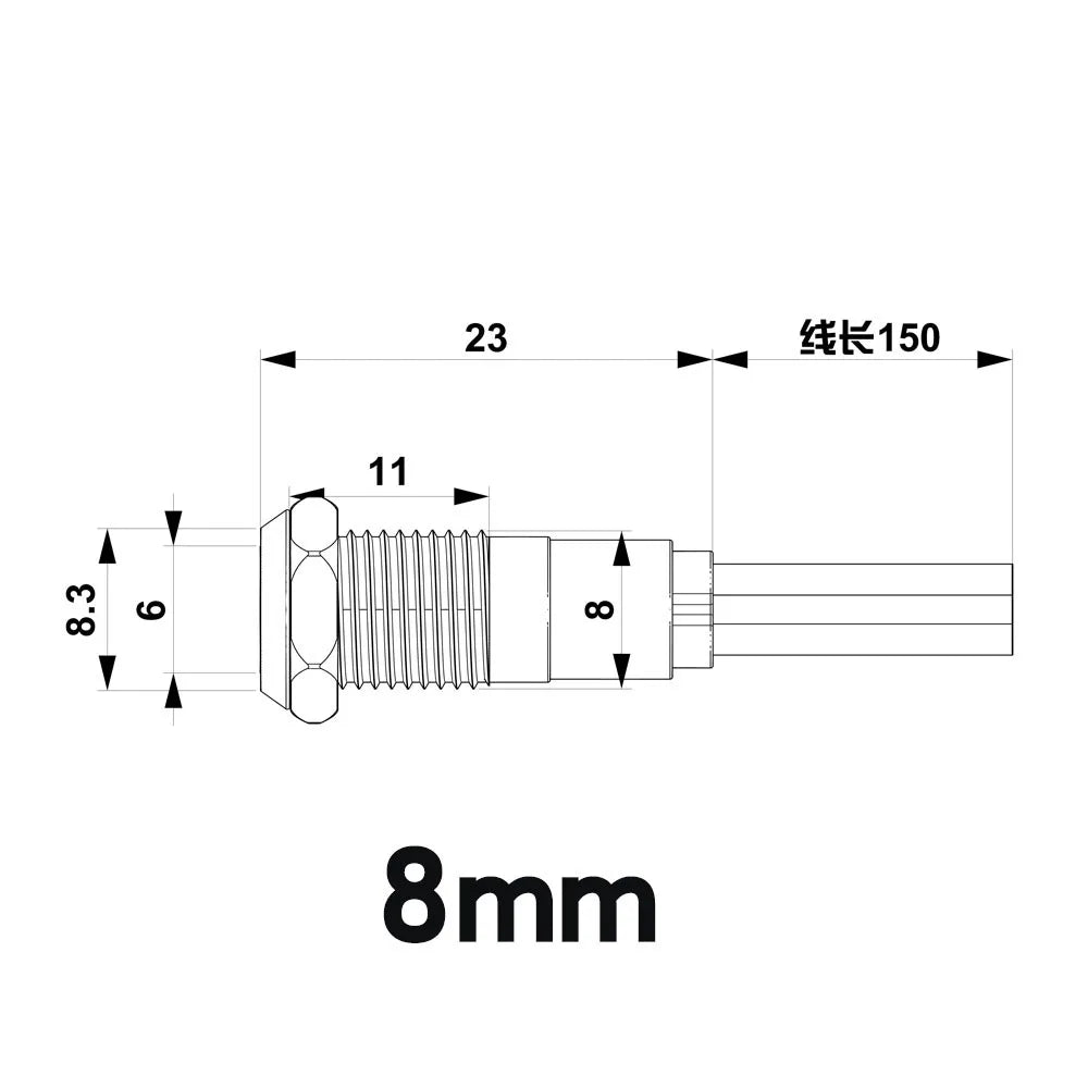 6mm 8mm 10mm 12mm LED Metal Indicator Light Signal Lamp with Wire 3V 5V 6V 12V 24V 110V 220V Red Blue Green Yellow White