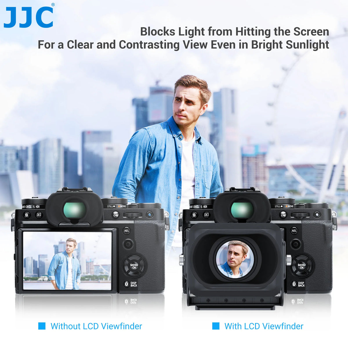 JJC 3X LCD Viewfinder Camera Extender Eyecup Eyepiece Collapsible Fit 3.0' Screen for Nikon Z30 Sony ZV-1 RX100 Fuji X-T30 III