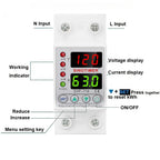 110VAC 120V Dual/Three Display Adjustable Over Voltage Current Under Voltage Protector KWh Energy Meter 40A 63A Protection Relay