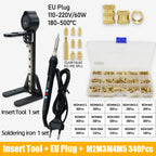 Heat Set Insert Press Tool Electric Soldering Iron Tip M2 M3 M4 M5 M6 M8 Thread Brass Inserts Nut Embedded Kit for 3d Printing