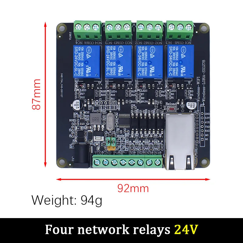 LIZAO Modbus TCP RTU Ethernet Module 4DI 4DO Relay Output RJ45 Digital Switch Input Module for PLC