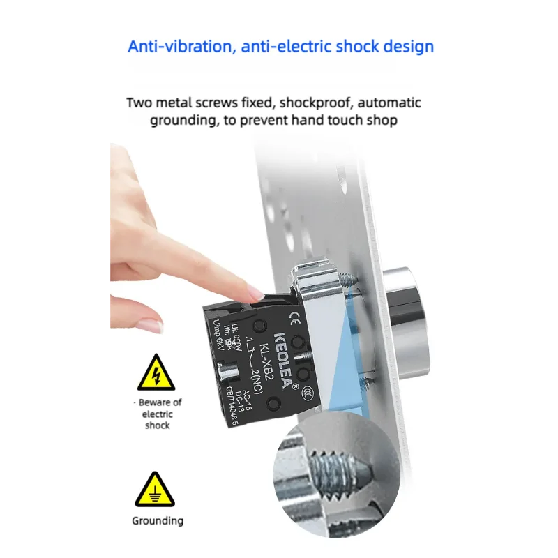 XB2 Series Metal Button Switch Self Reset Small Mushroom Head Middle Seat Emergency Stop 22mm Knob Key Start Inching Power on