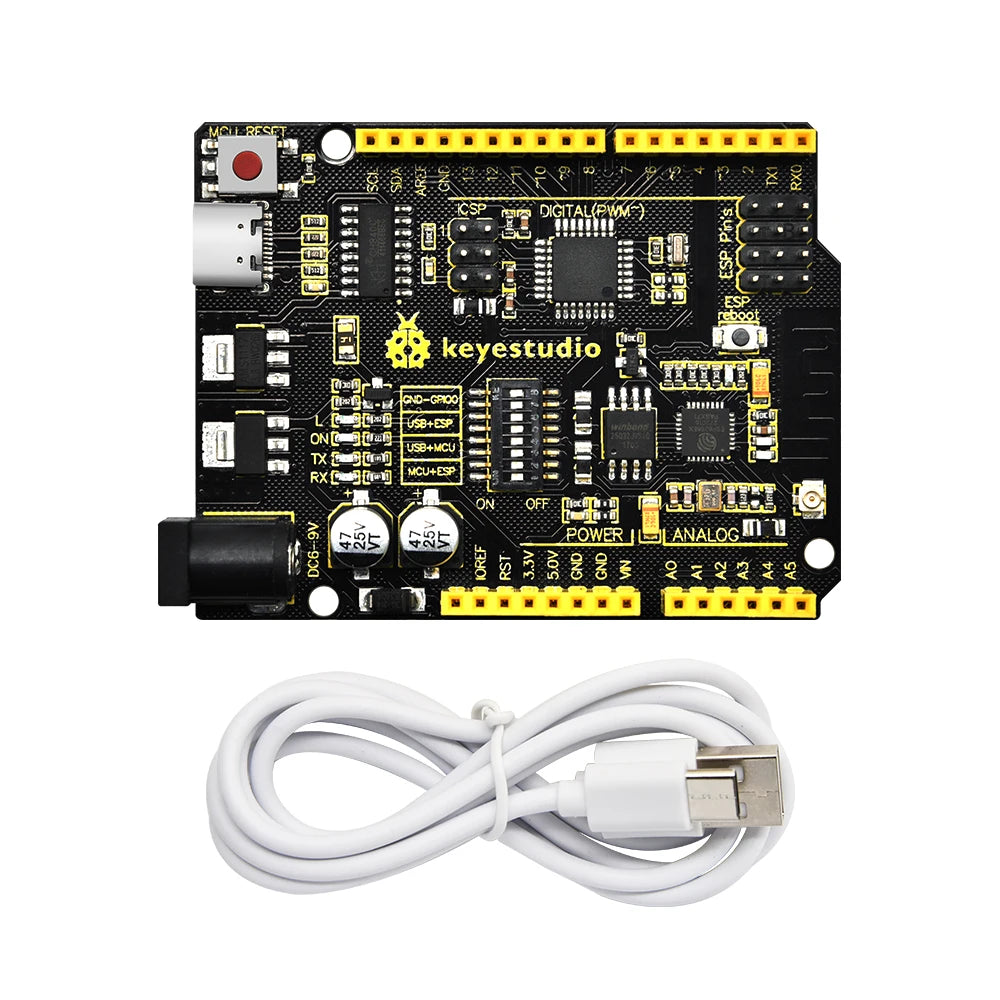 Keyestudio WIFI UNOR3 Development Board ATMEGA16U2/ ATMEGA328P/CP2102 +USB Cable With  Gift Box Compatible With Arduino Uno R3