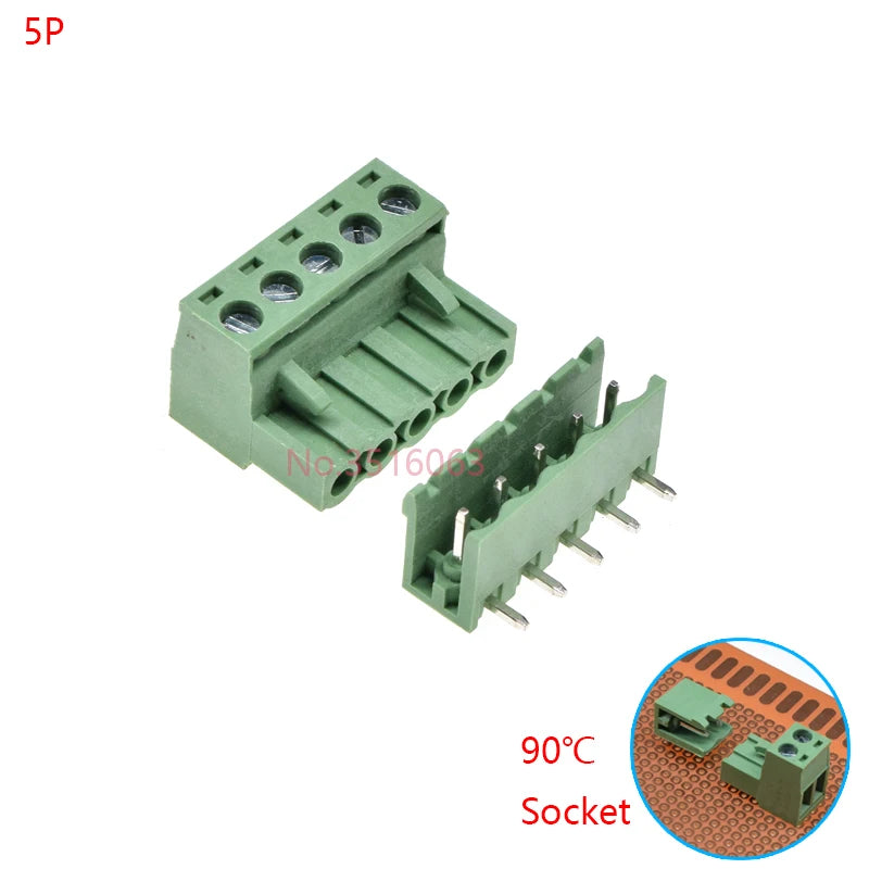 10Sets 2edg 2/3/4/5/6/7/8/9 Pin Screw Terminal Block Connector 5.08mm Pitch Plug + Straight Pin Header Socket For Pcb 2p 3p 4p