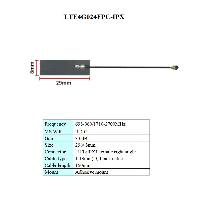 Adhesive Mount U.FL IPX Flexible 698-960/1710-2700MHz GSM 3G 4G LTE NB-IOT FPC PCB Aerial Internal Built in LTE 4G PCB Antenna