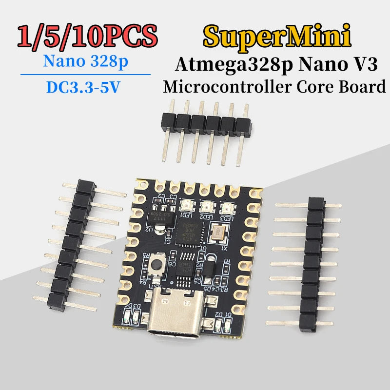 1/5/10Pcs Type-C Development Board Supermini Nano V3 Atmega328P Development Board Microcontroller Core Board for Arduino