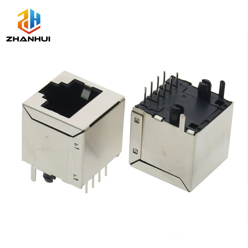 5/10Pcs RJ45 8P8C Female Socket - Metal Shell PCB Mount Ethernet Cable Connector for Network Interface