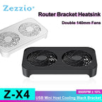 Zezzio Z-X4 Router Radiator USB Powered Router Cooling Router Cooler Base Ptical Cat Set-top Dual 14CM Fan Host Bracket