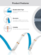 FCOB RGBCCT LED Light Strip 6 Pin 12mm DC24V 960 LEDs RGB CW WW FOB Flexible COB Linear Lights High Density RA90 Dimmable Strip