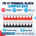 10/20/50/100PCS TB1512 / TBD-15A 12 Position Pre Insulated Fork Type Terminal TB Connection Strip Barrier Strip Jumper Connector